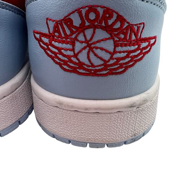Nike Air Jordan 1 Low Blue Red White Leather Swoosh Womens 11 DC0774-164 Sneaker - Picture 6 of 16